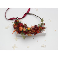 Burgundy, Rust, Orange & Olive Green Flower Crown 5498