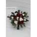 Winter Cascading Bouquet with Burgundy, Ivory Flowers and Pine