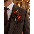 Purple, Burgundy & Orange Sunflower Wedding Boutonnieres & Corsages