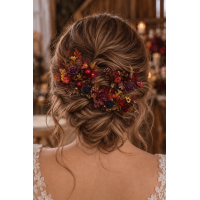  Set of  10 bobby pins in  Burgundy orange purple color scheme with sunflowers. Flower hair pins. Hair accessories. Flower accessories for wedding.  Bridesmaid gift.  5385