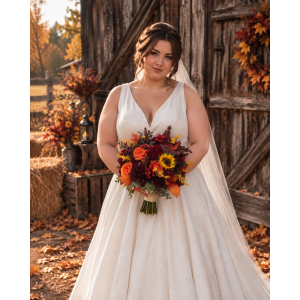Burgundy orange purple flowers. Sunflowers bridal round bouquet. Faux fall wedding arrangement .Bridesmaid bouquet. 5385