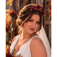 Purple burgundy orange flower crown. Sunflower headband. Fall wedding. Flower girl crown. Wedding floral crown. 5385