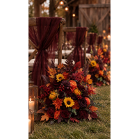 Burgundy, Orange & Purple Sunflower Floor Flowers. 5385