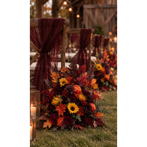 Burgundy, Orange & Purple Sunflower Floor Flowers. 5385