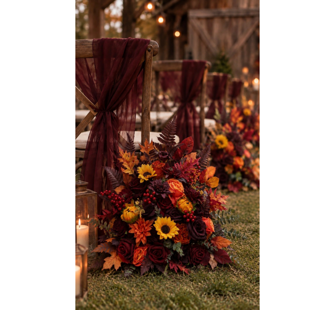 Autumn Wedding Floor Arrangement with Sunflowers