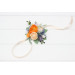 Colorful Wedding Flower Bracelet in Peach, Dusty Blue, Ivory & Orange