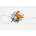 Colorful Wedding Flower Bracelet in Peach, Dusty Blue, Ivory & Orange