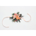 Romantic Wedding Flower Bracelet in Dusty Rose, Blush Pink & Peach