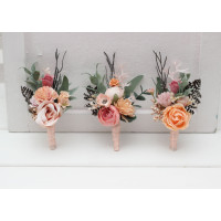 Dusty Rose, Blush Pink & Peach Wedding Boutonniere 5500