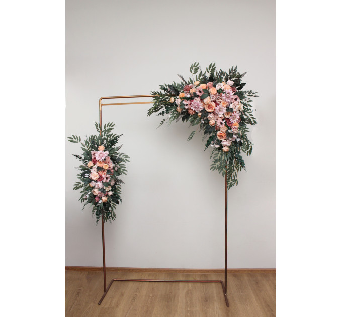 Romantic Faux Floral Arch Arrangements in Dusty Rose, Blush Pink & Peach