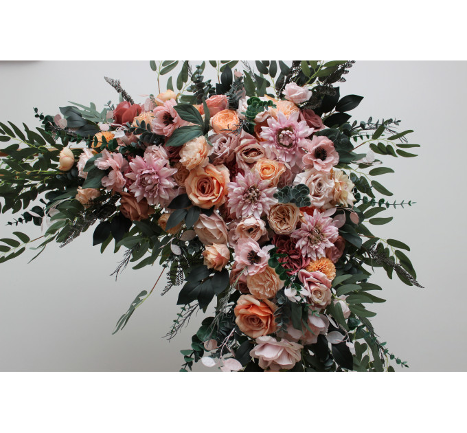 Romantic Faux Floral Arch Arrangements in Dusty Rose, Blush Pink & Peach