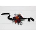 Moody Wedding Flower Bracelet in Burgundy, Rust, Black & Dusty Rose