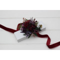 Moody Wedding Floral Bracelet in Burgundy, Deep Purple & Forest Green