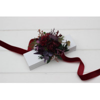 Burgundy, Deep Purple & Forest Green Wrist Corsage 5497