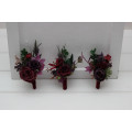 Moody Wedding Boutonniere with Burgundy and Deep Purple Flowers