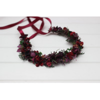 Burgundy, Deep Purple & Forest Green Flower Crown 5497