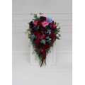 Jewel Tone Faux Bridal Bouquet with Cascading Flowers