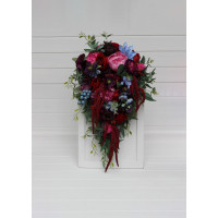 Emerald Green, Red, Pink & Purple Cascading Wedding Bouquet 5499