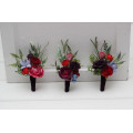 Jewel Tone Wedding Boutonniere in Red, Pink & Purple