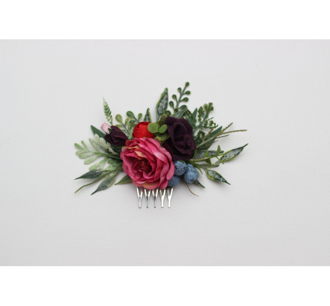 Jewel Tone Mini Flower Comb for Bridal Hairstyles