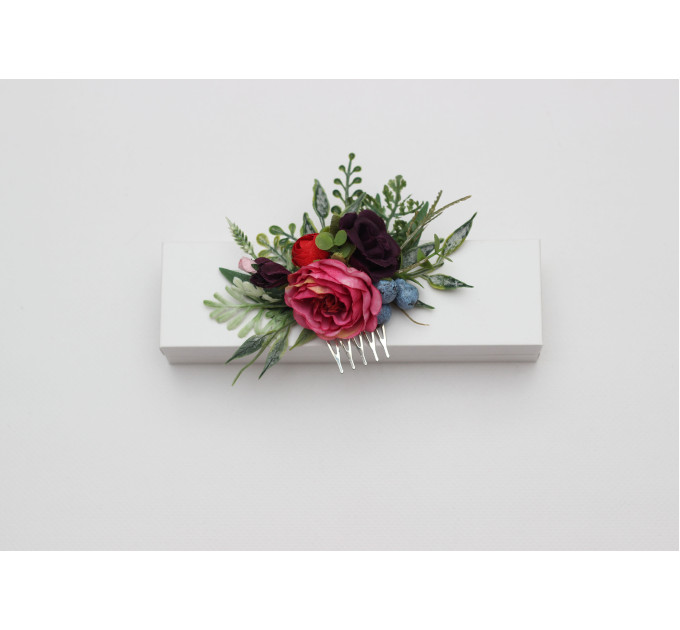 Jewel Tone Mini Flower Comb for Bridal Hairstyles