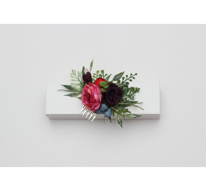 Jewel Tone Mini Flower Comb for Bridal Hairstyles