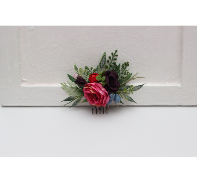 Jewel Tone Mini Flower Comb for Bridal Hairstyles