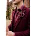 Moody Wedding Boutonniere with Burgundy and Deep Purple Flowers