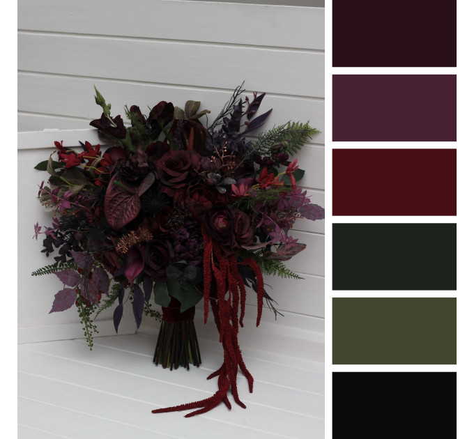Moody Wedding Bouquets in Burgundy, Deep Purple & Forest Green