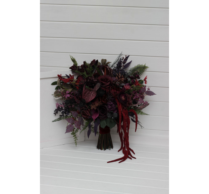 Moody Wedding Bouquets in Burgundy, Deep Purple & Forest Green
