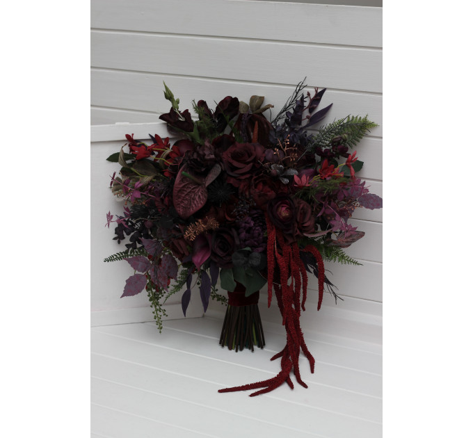 Moody Wedding Bouquets in Burgundy, Deep Purple & Forest Green