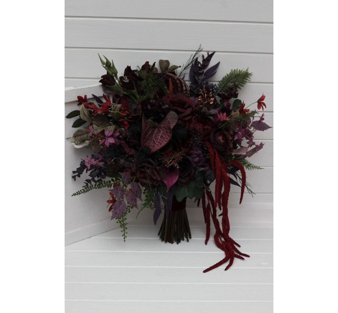 Moody Wedding Bouquets in Burgundy, Deep Purple & Forest Green