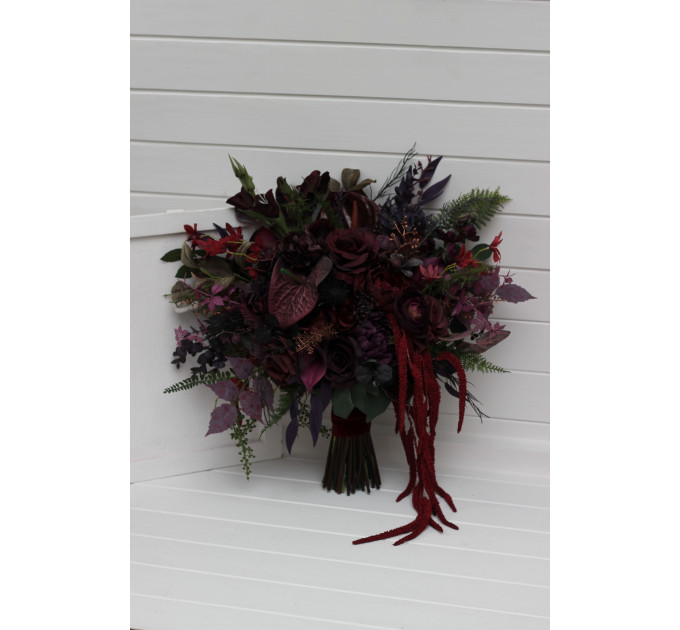 Moody Wedding Bouquets in Burgundy, Deep Purple & Forest Green