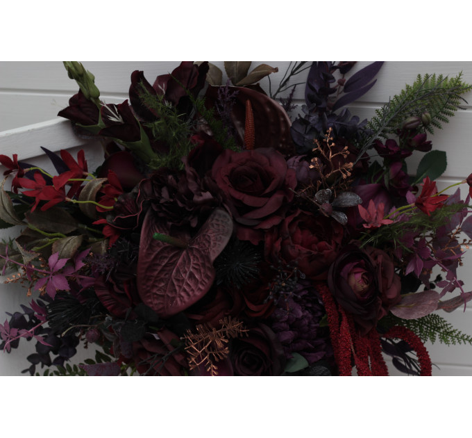 Moody Wedding Bouquets in Burgundy, Deep Purple & Forest Green