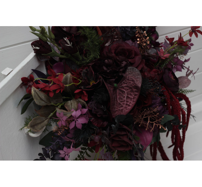 Moody Wedding Bouquets in Burgundy, Deep Purple & Forest Green