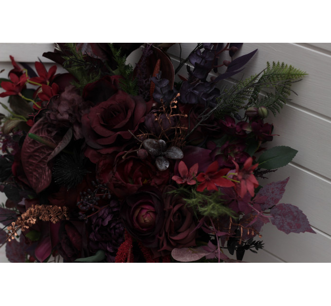 Moody Wedding Bouquets in Burgundy, Deep Purple & Forest Green