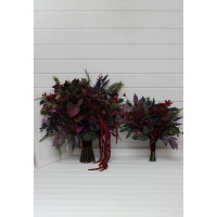 Burgundy, Deep Purple & Forest Green Bridal and Bridesmaid Bouquets 5497