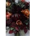 Protea calla lilies bouquet. Deep burgundy rust bridal bouquet. Hunter green bouquet. Wedding flowers. Silk flowers. Boho wedding.  5011