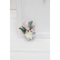  Wedding boutonnieres  in dusty blue blush pink white color scheme. Flower accessories. 0509-1