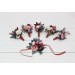  Wedding boutonnieres and wrist corsage  in navy blue dusty rose mauve color scheme. Flower accessories. 5012