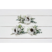Flower comb in white color scheme. Wedding accessories for hair. Bridal flower comb. Bridesmaid floral comb. 5013