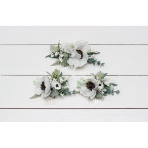Flower comb in white color scheme. Wedding accessories for hair. Bridal flower comb. Bridesmaid floral comb. 5013