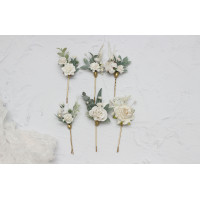  Set of 6  hair pins in  white color scheme. Hair accessories. Flower accessories for wedding.  5013-p-1