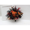 Burgundy, Black, Rust, and Gold Wedding Bouquets – Elegant Faux Bridal Bouquets
