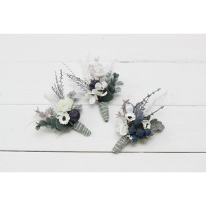 Wedding boutonnieres   in white and blue color scheme. Flower accessories. 5013-b-1