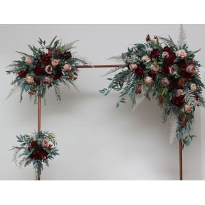  Flower arch arrangement in burgundy beige colors.  Arbor flowers. Floral archway. Faux flowers for wedding arch. 5018
