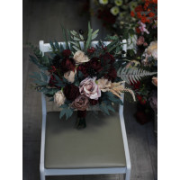 Wedding bouquets in deep burgundy beige colors. Bridal bouquet. Faux bouquet. Bridesmaid bouquet. 5018