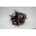 Purple, Burgundy, and Beige Wedding Bouquets with Black Ribbon – Perfect for Fall