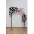  Flower arch arrangement in burgundy dusty pink colors.  Arbor flowers. Floral archway. Faux flowers for wedding arch. 5019