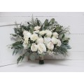 Wedding bouquets in white and ivory colors. Bridal bouquet. Faux bouquet. Bridesmaid bouquet. 5021-1